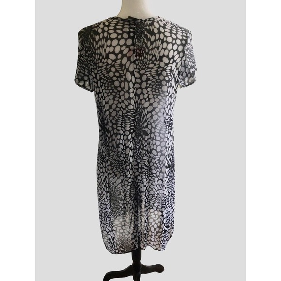 FREE W/PURCHASE Robert Louis Navy White Full Sheer Mesh Knit Dress CoverUp SMALL - Picture 5 of 6